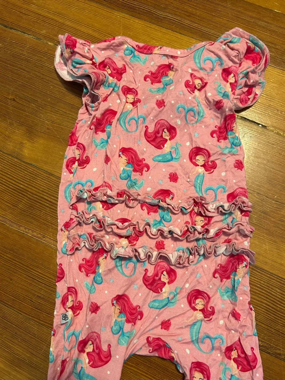 Little Bum Bums 18-24 month Pink Mermaid Zip-Front Pajamas with ruffle on bum